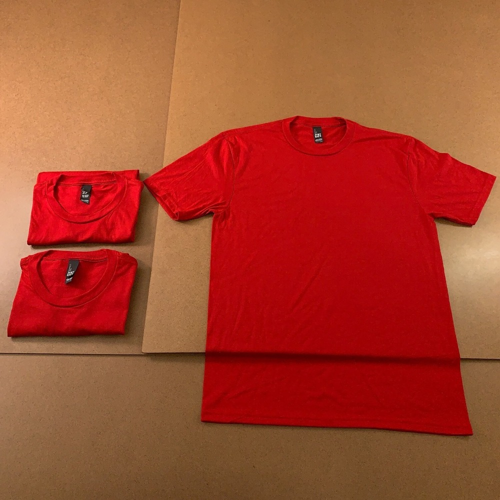 Lot of 3 District Perfect Tri Adult Small Red Short Sleeve Crew Neck T-Shirt New